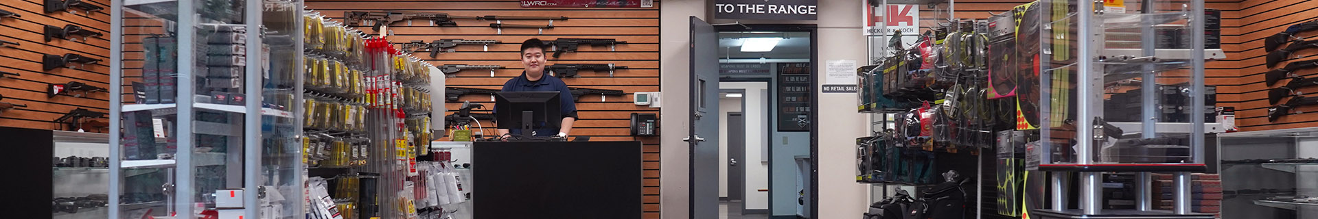Gun store with happy staff