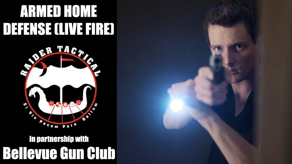 Man holding a handgun and flashlight out