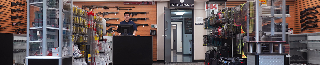 Gun store with happy staff