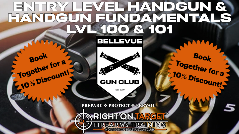 Ad for Combo Entry Level Handgun & Handgun Fundamentals course
